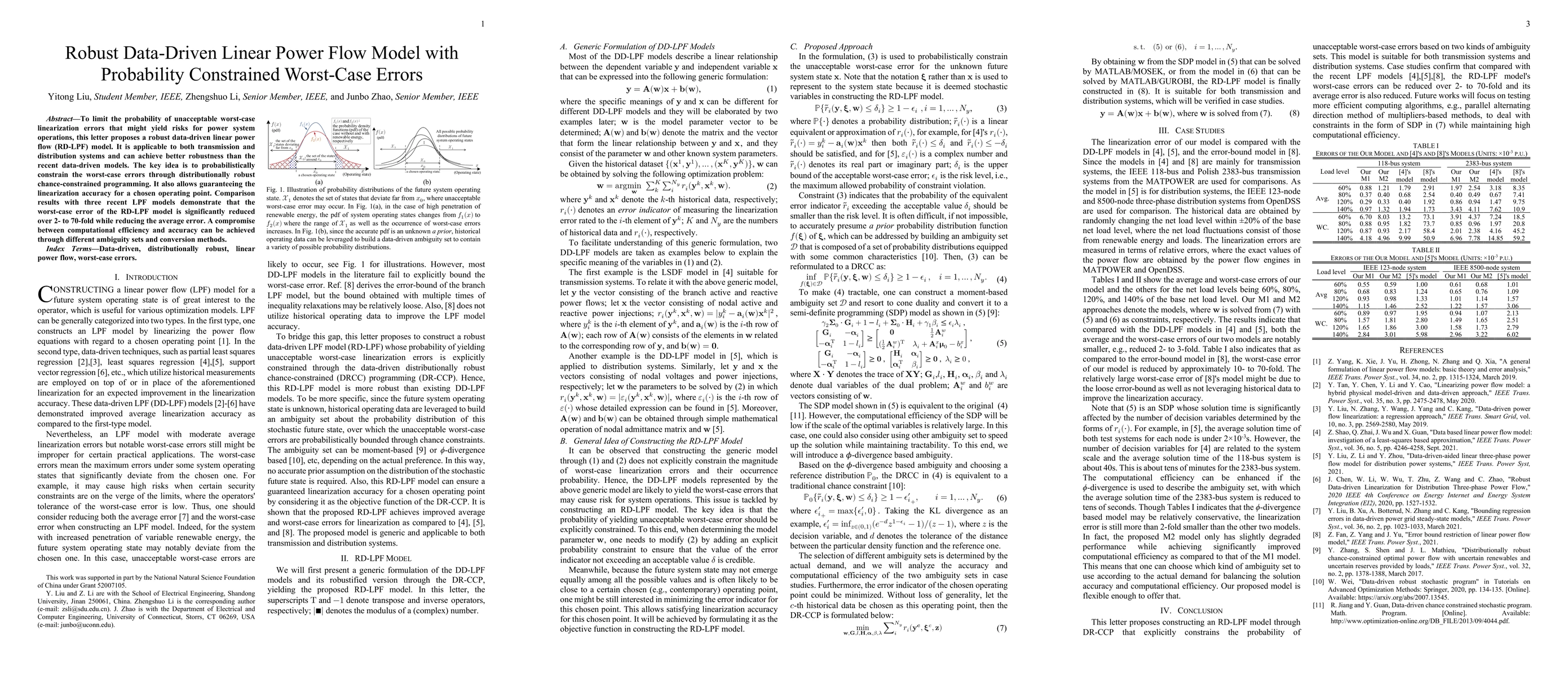 Thumbnail for Robust Data-Driven Linear Power Flow Model with Probability Constrained
  Worst-Case Errors