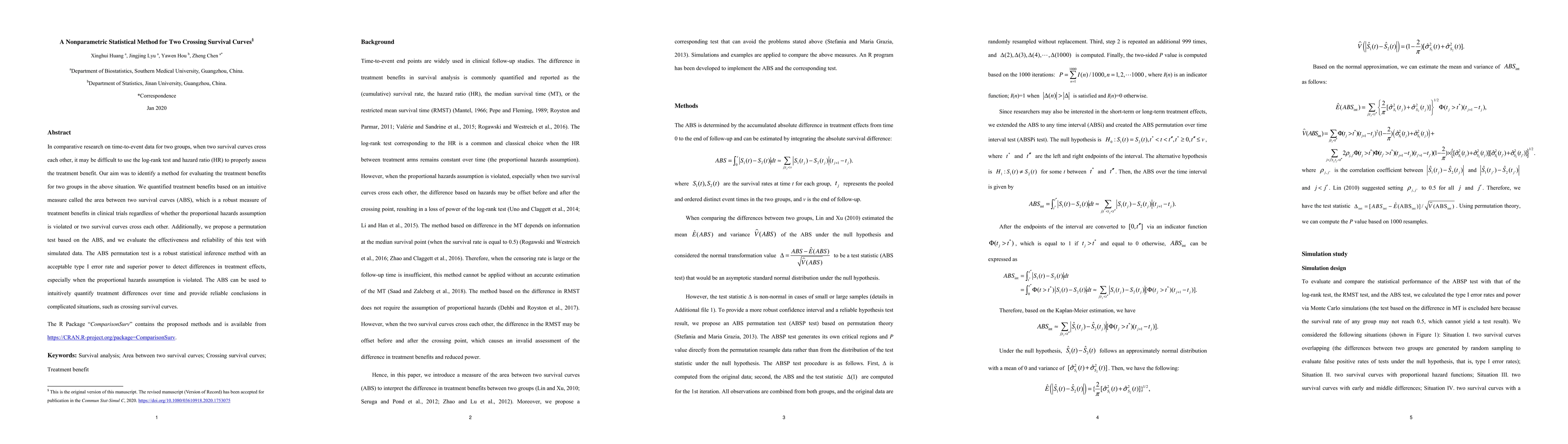 Thumbnail for A Nonparametric Statistical Method for Two Crossing Survival Curves