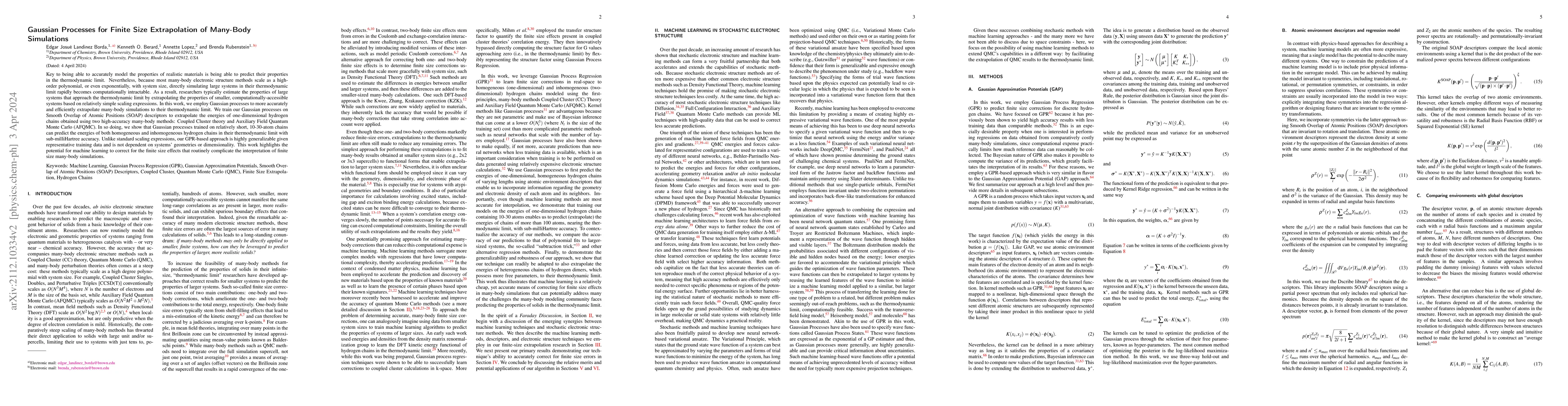 Thumbnail for Gaussian Processes for Finite Size Extrapolation of Many-Body
  Simulations