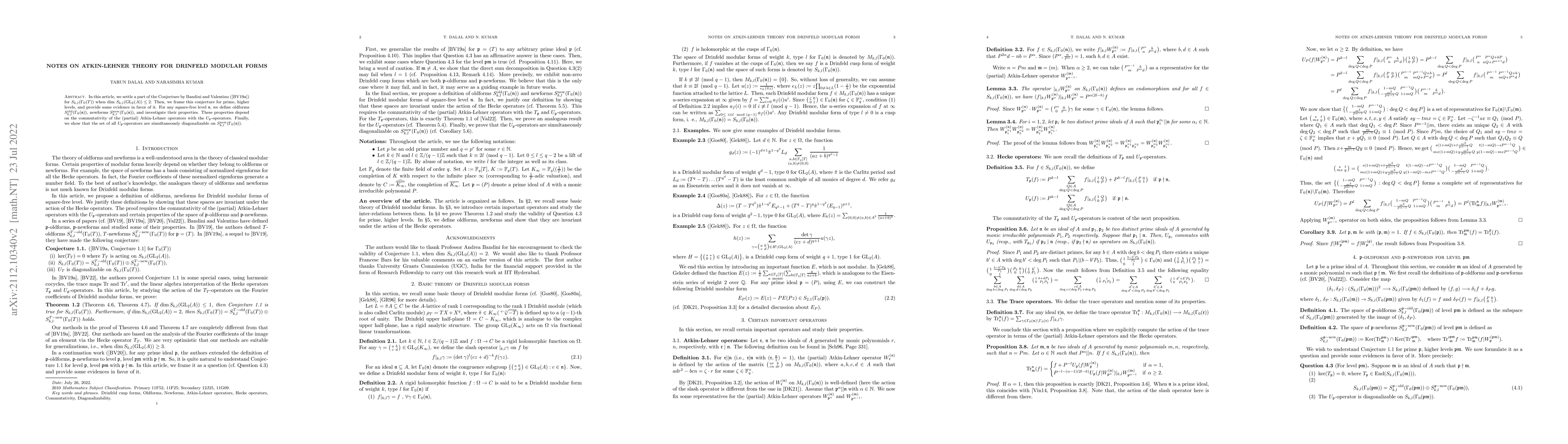 Thumbnail for Notes on Atkin-Lehner theory for Drinfeld modular forms