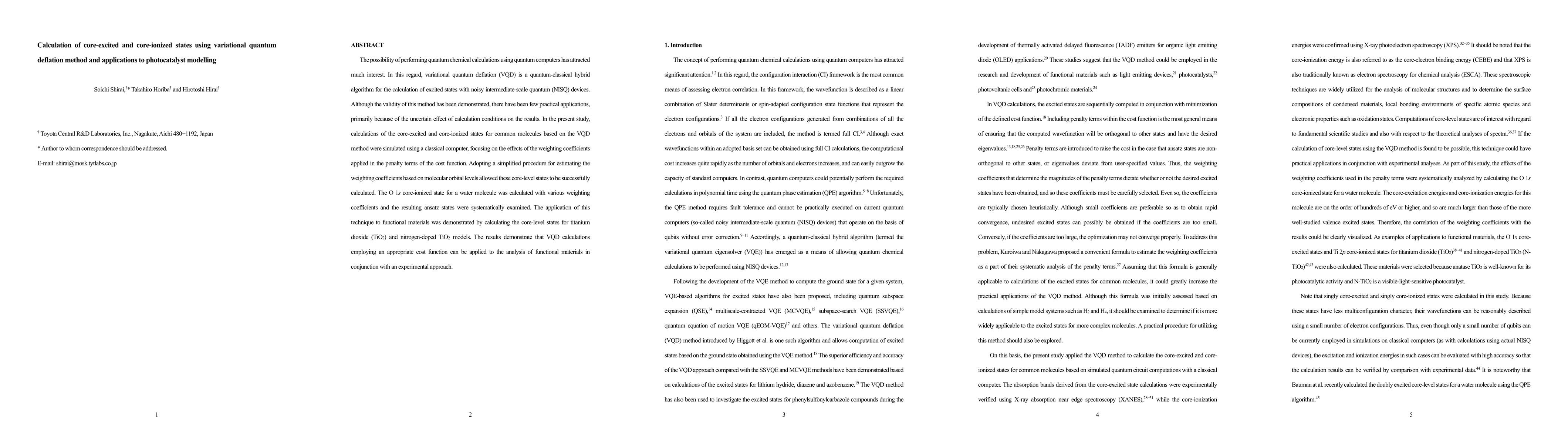 Thumbnail for Calculation of core-excited and core-ionized states using variational
  quantum deflation method and applications to photocatalyst modelling
