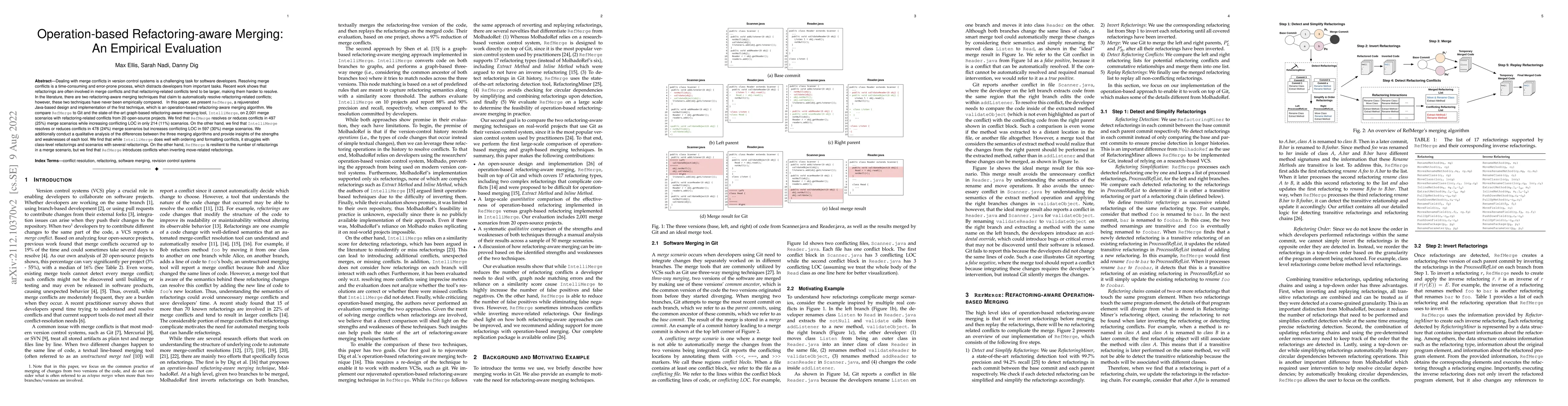 Thumbnail for Operation-based Refactoring-aware Merging: An Empirical Evaluation
