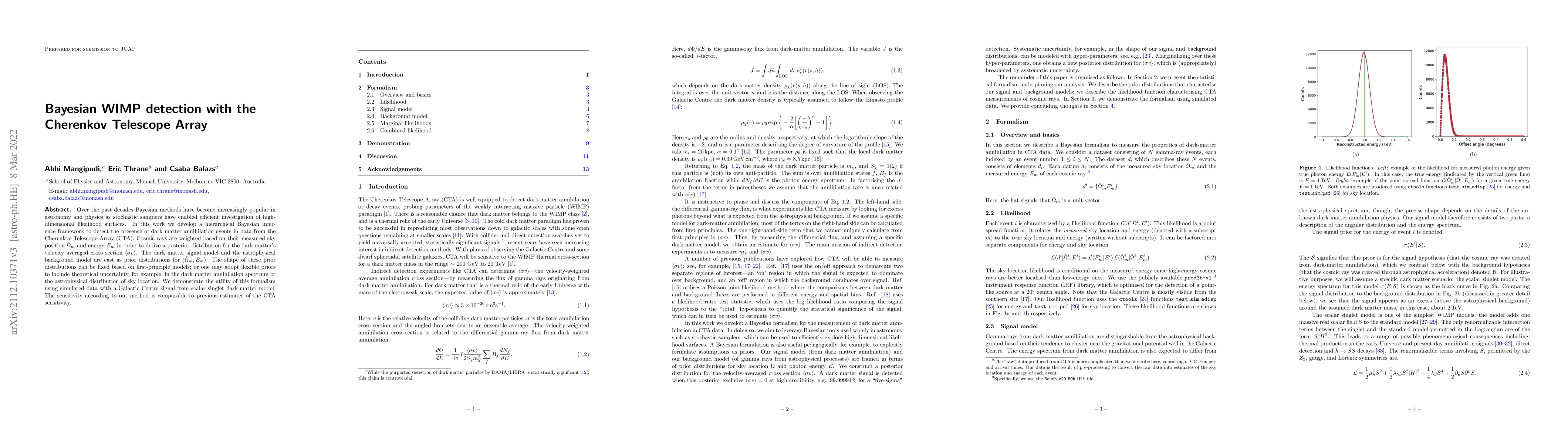 Thumbnail for Bayesian WIMP detection with the Cherenkov Telescope Array