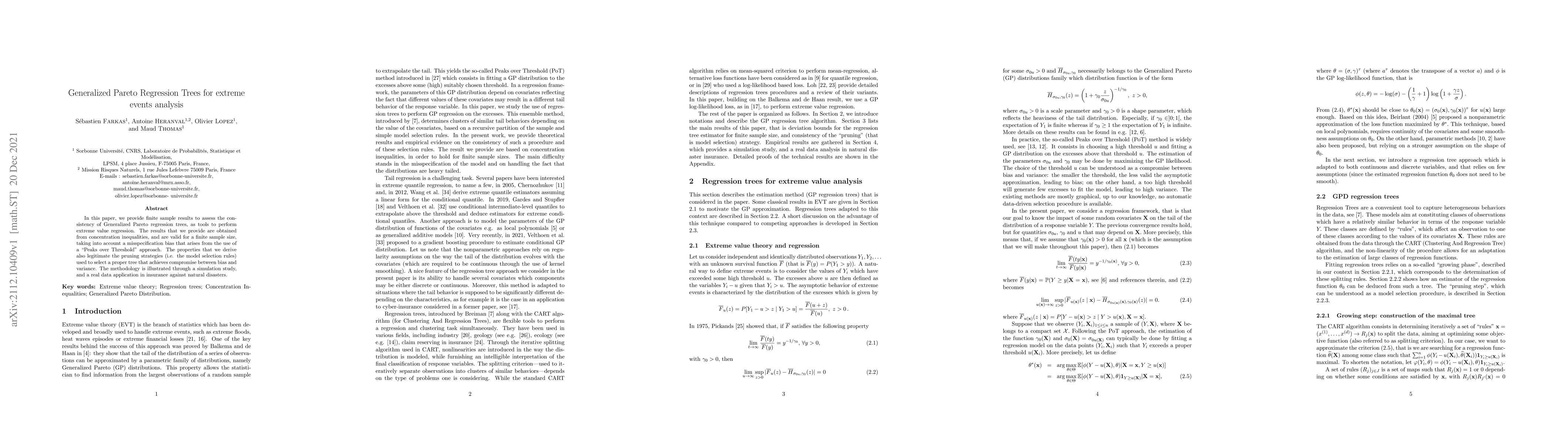 Thumbnail for Generalized Pareto Regression Trees for extreme events analysis