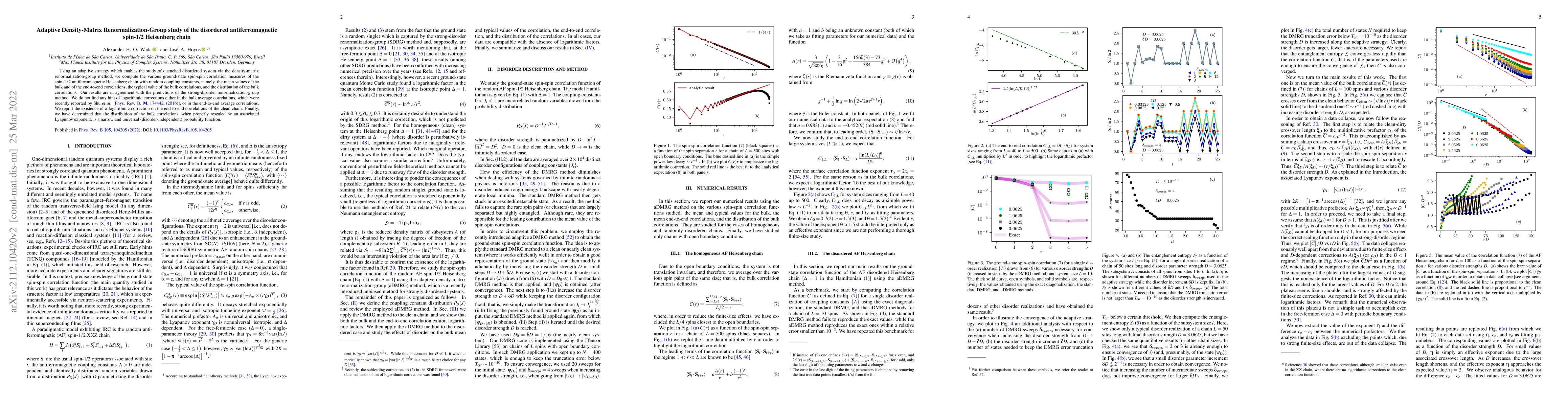 Thumbnail for Adaptive Density-Matrix Renormalization-Group study of the disordered
  antiferromagnetic spin-1/2 Heisenberg chain