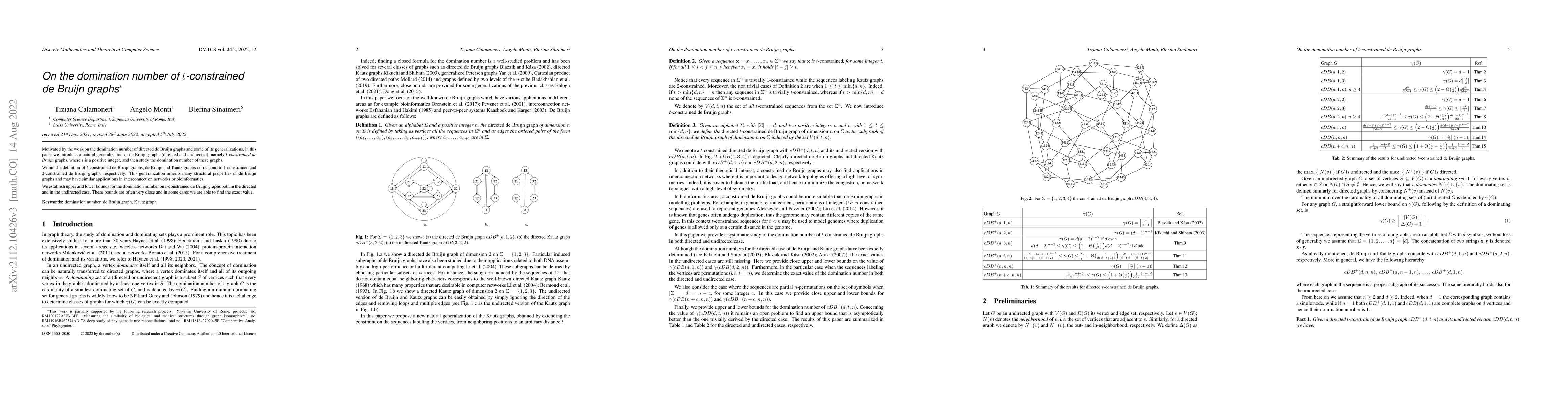 Thumbnail for On the domination number of $t$-constrained de Bruijn graphs
