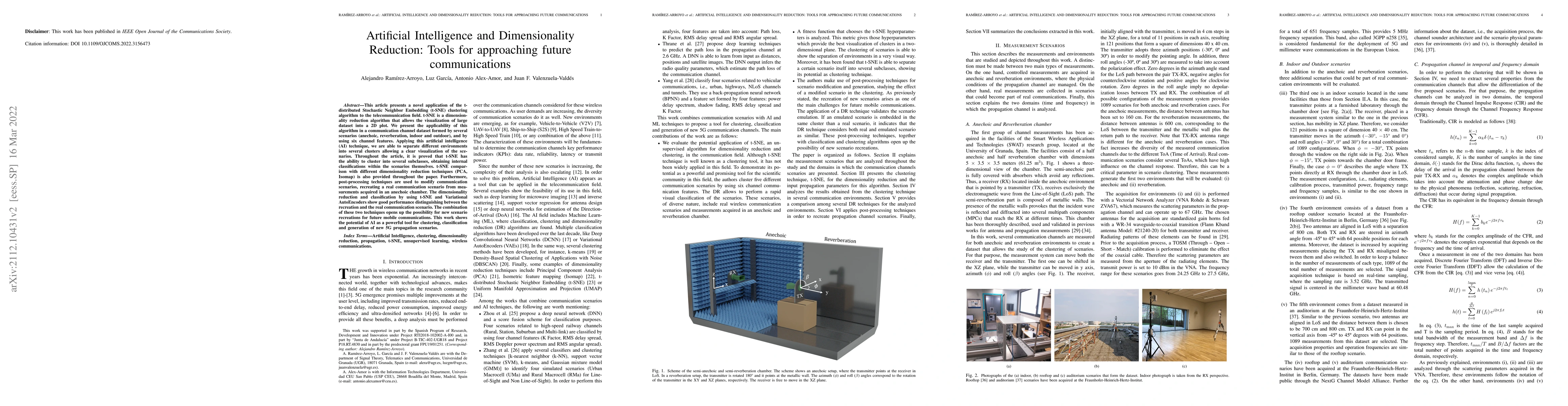 Thumbnail for Artificial Intelligence and Dimensionality Reduction: Tools for
  approaching future communications