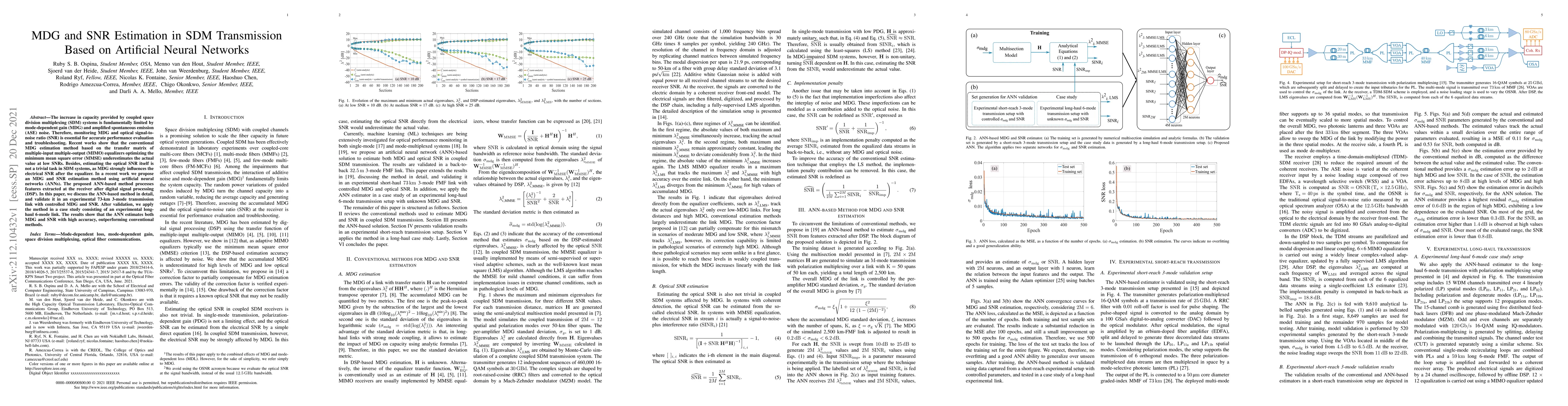 Thumbnail for MDG and SNR Estimation in SDM Transmission Based on Artificial Neural
  Networks