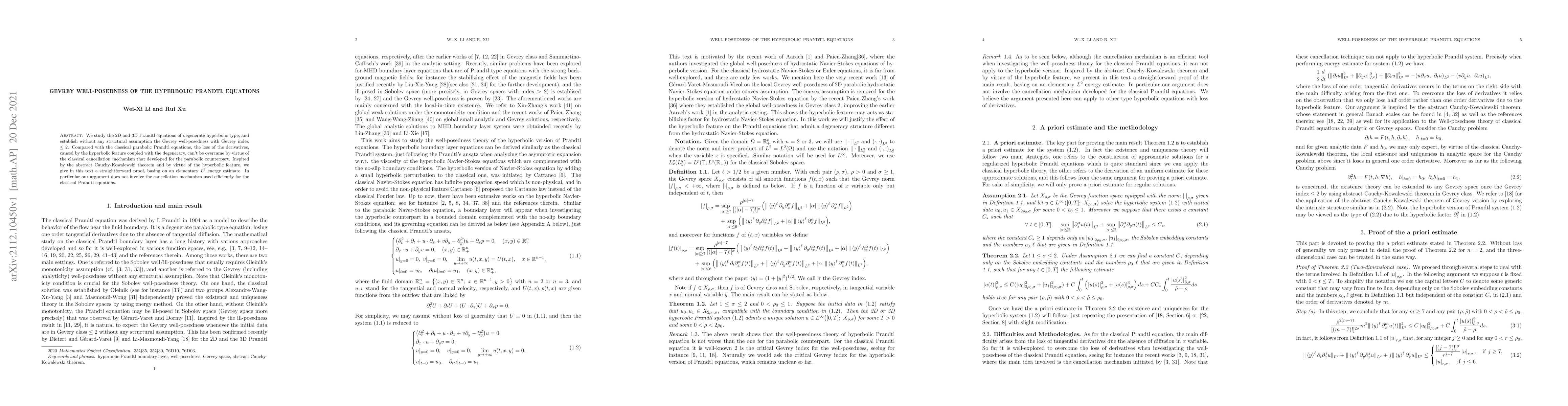 Thumbnail for Gevrey well-posedness of the hyperbolic Prandtl equations