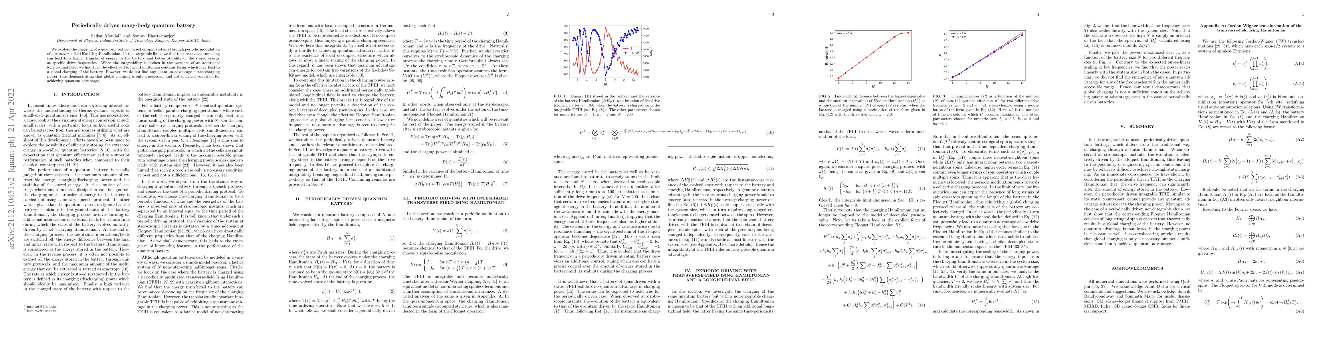 Thumbnail for Periodically driven many-body quantum battery