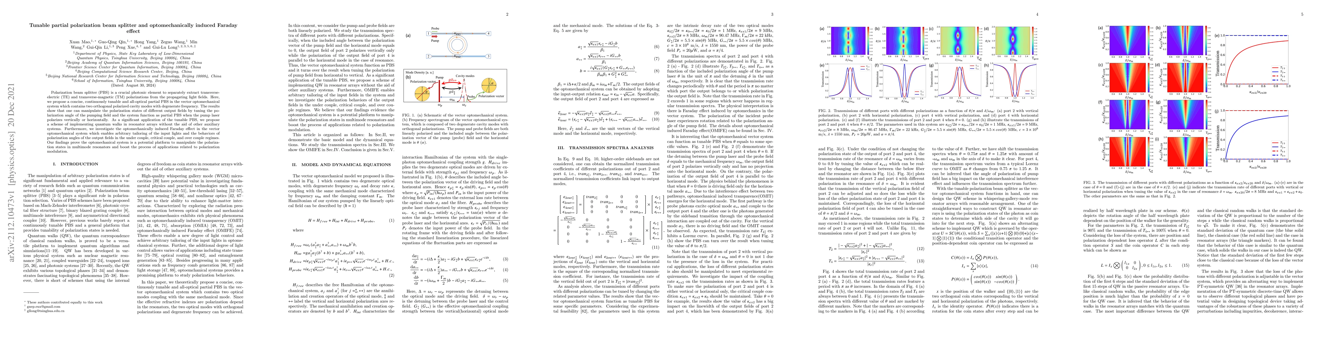Thumbnail for Tunable partial polarization beam splitter and optomechanically induced
  Faraday effect