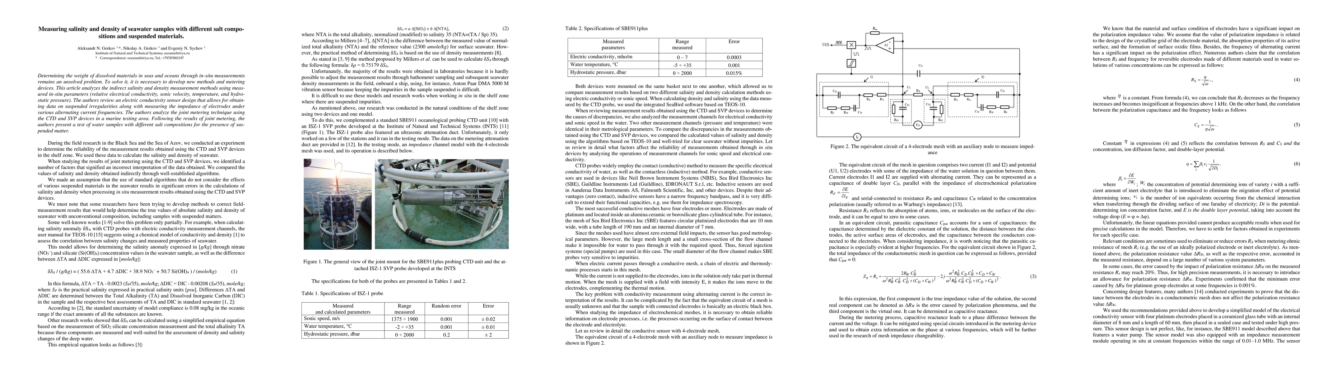 Thumbnail for Measuring Salinity and Density of Seawater Samples with Different Salt
  Compositions and Suspended Materials