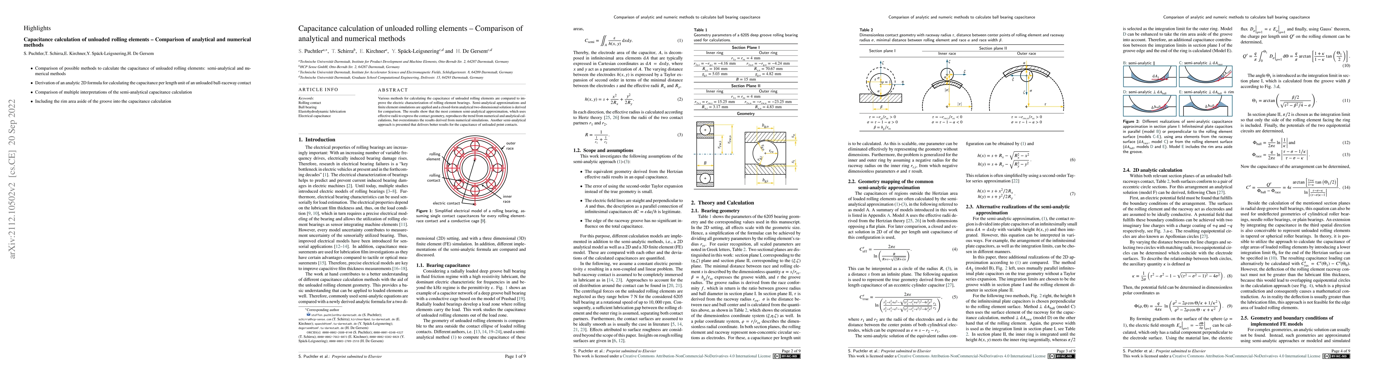 Thumbnail for Capacitance calculation of unloaded rolling elements -- Comparison of
  analytical and numerical methods