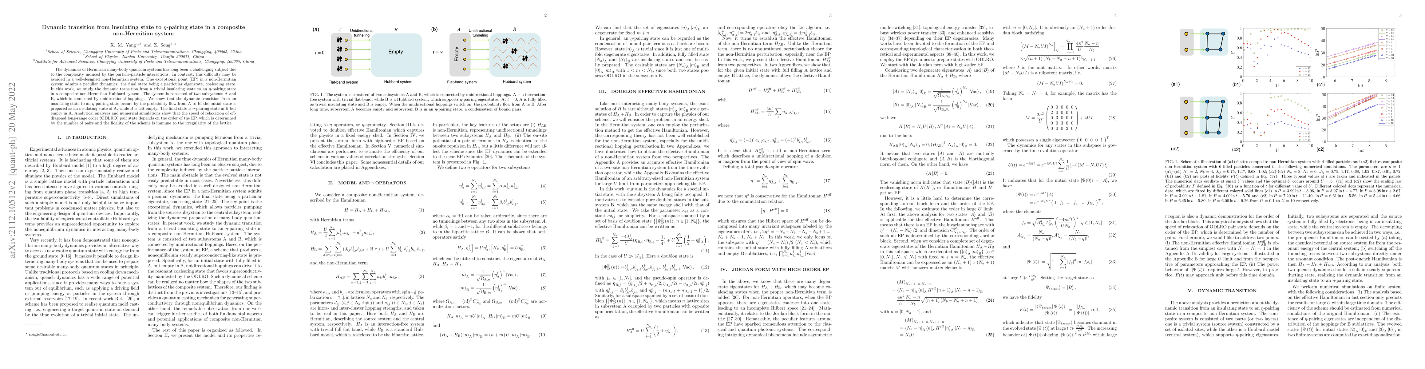 Thumbnail for Dynamic transition from insulating state to eta-pairing state in a
  composite non-Hermitian system