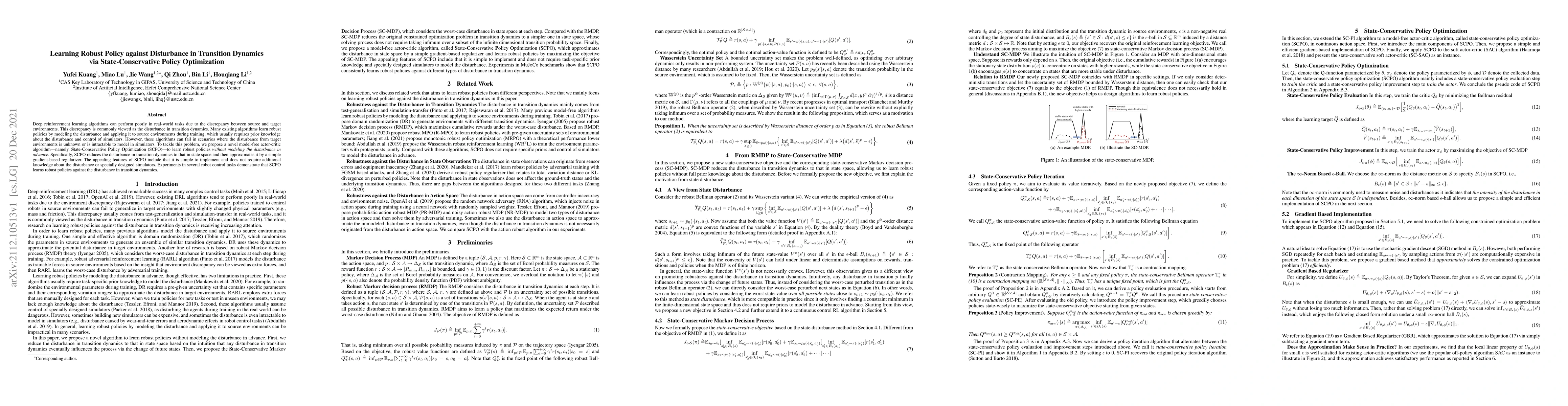 Thumbnail for Learning Robust Policy against Disturbance in Transition Dynamics via
  State-Conservative Policy Optimization