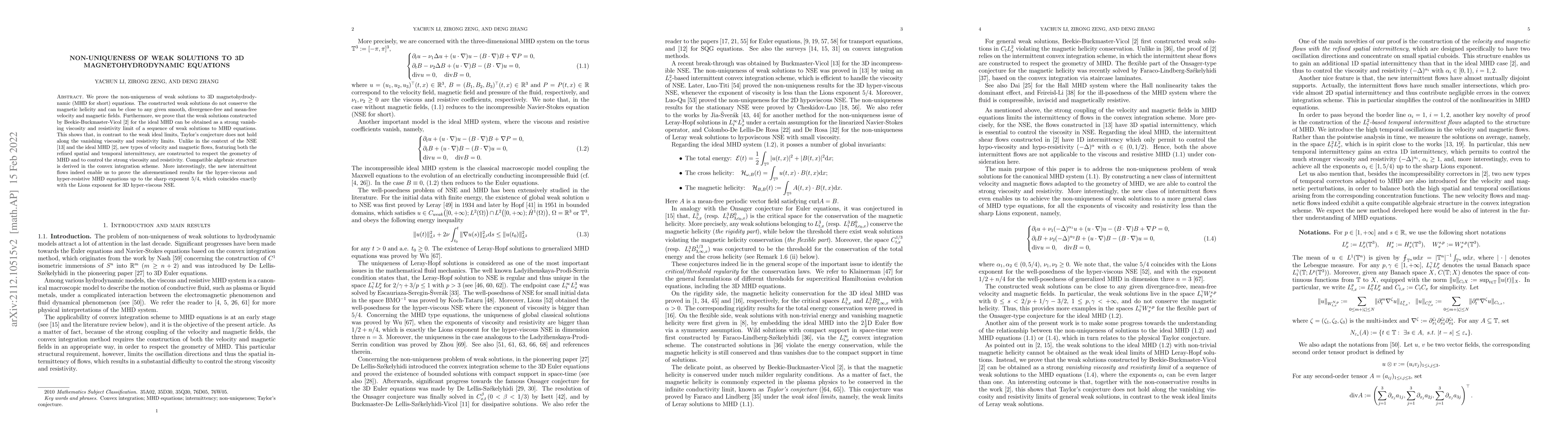 Thumbnail for Non-uniqueness of weak solutions to 3D magnetohydrodynamic equations