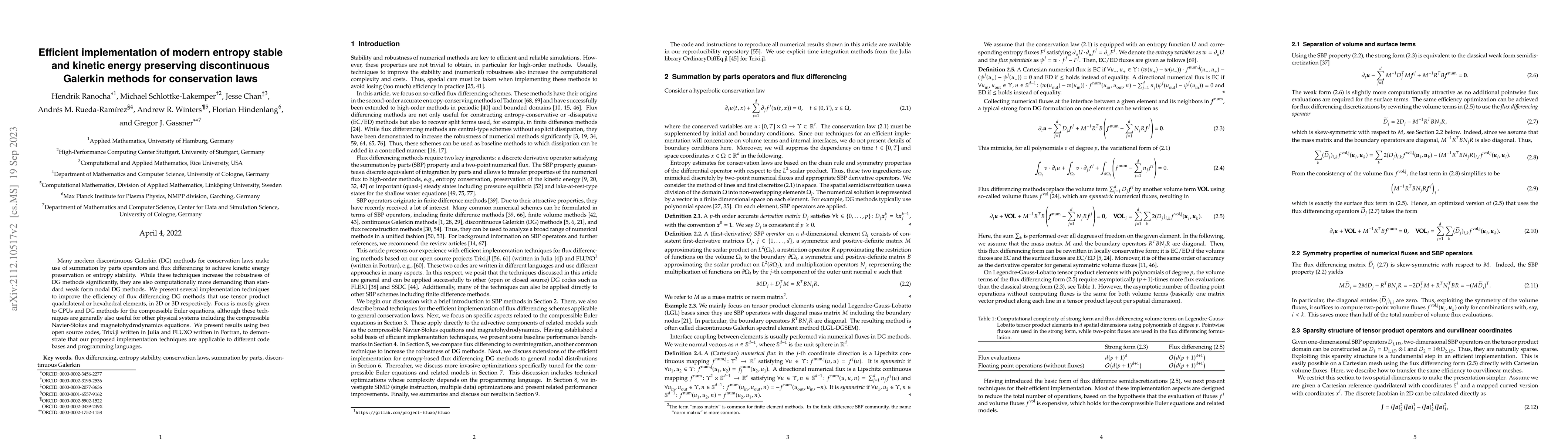 Thumbnail for Efficient implementation of modern entropy stable and kinetic energy
  preserving discontinuous Galerkin methods for conservation laws