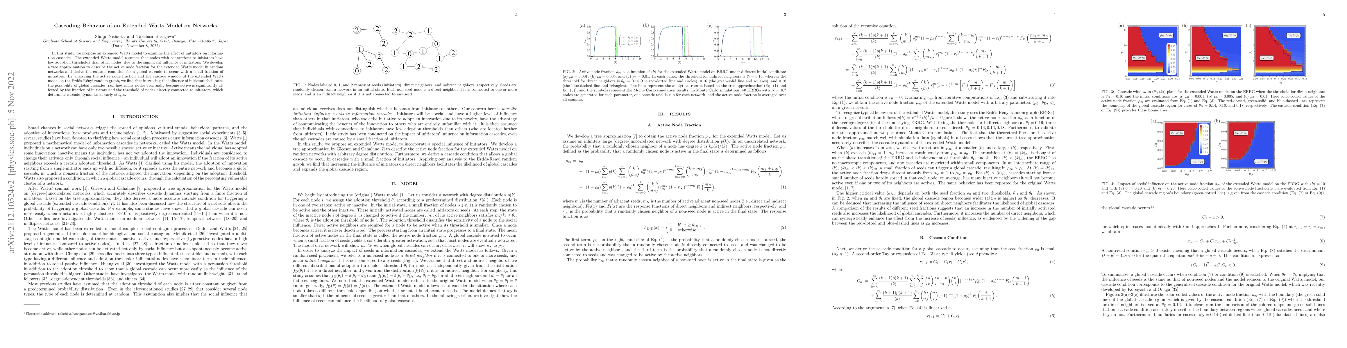 Thumbnail for Cascading behavior of an extended Watts model on networks