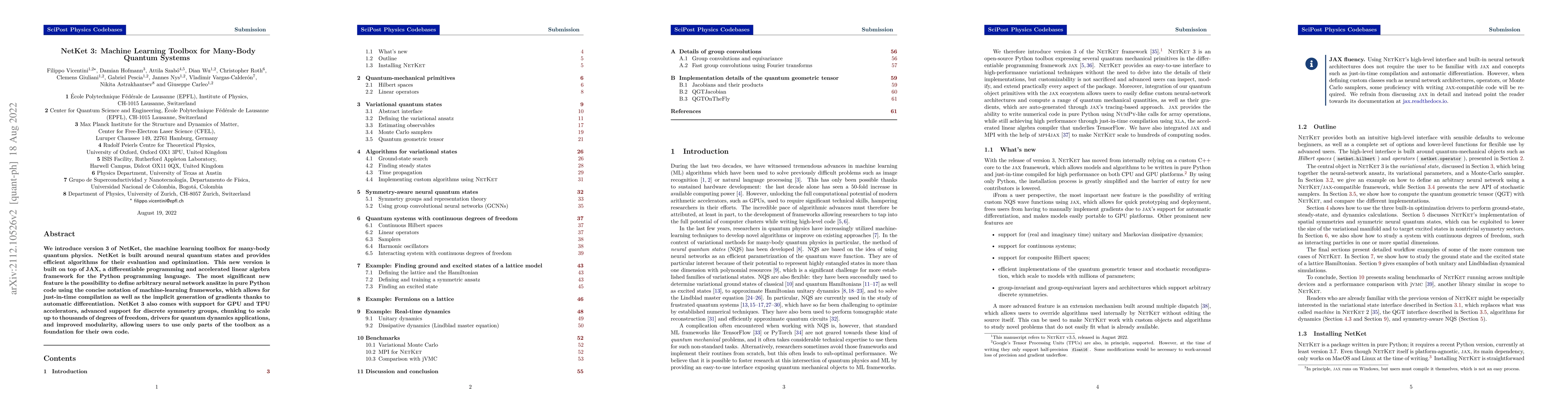 Thumbnail for NetKet 3: Machine Learning Toolbox for Many-Body Quantum Systems