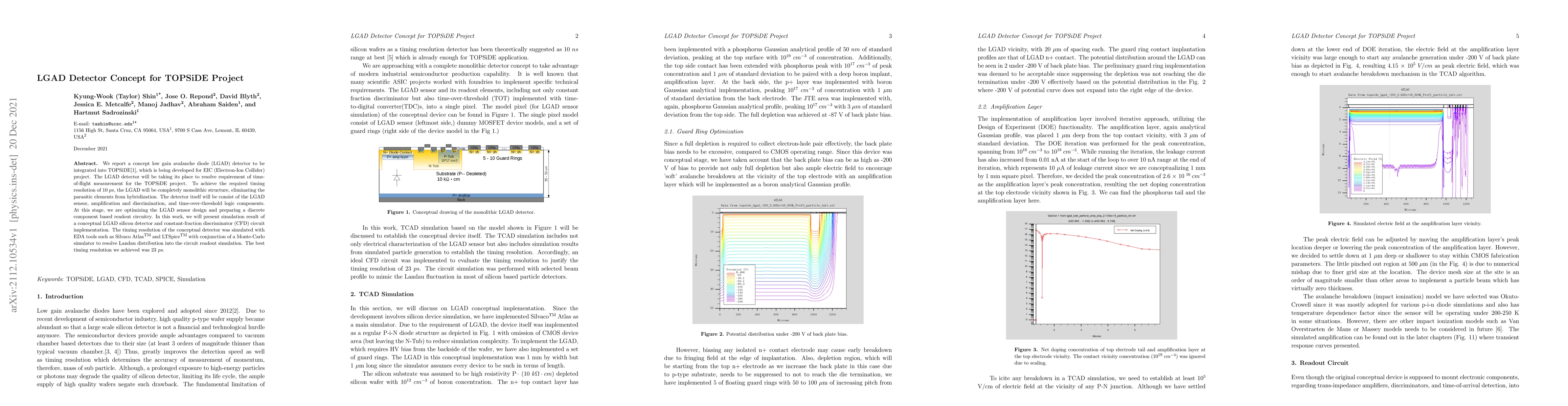 Thumbnail for LGAD Detector Concept for TOPSiDE Project
