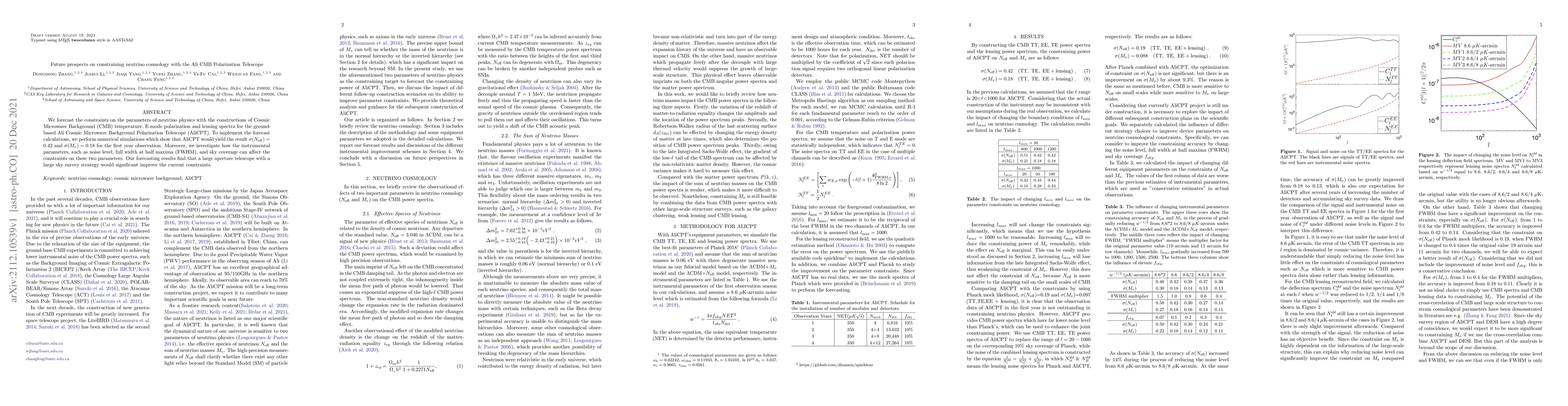 Thumbnail for Future prospects on constraining neutrino cosmology with the Ali CMB
  Polarization Telescope