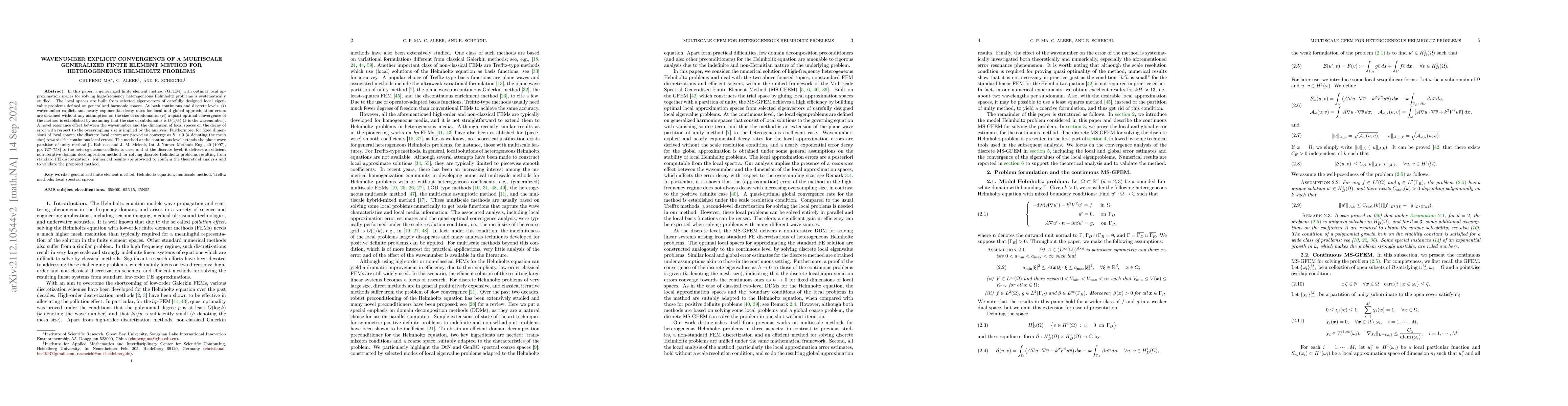 Thumbnail for Wavenumber explicit convergence of a multiscale generalized finite
  element method for heterogeneous Helmholtz problems