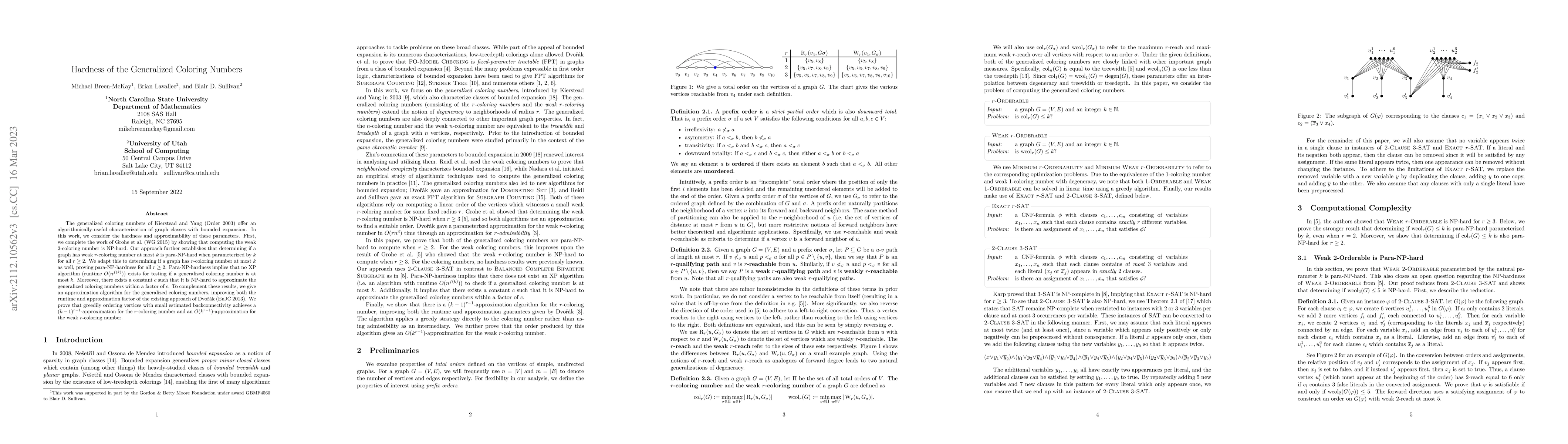 Thumbnail for Hardness of the Generalized Coloring Numbers