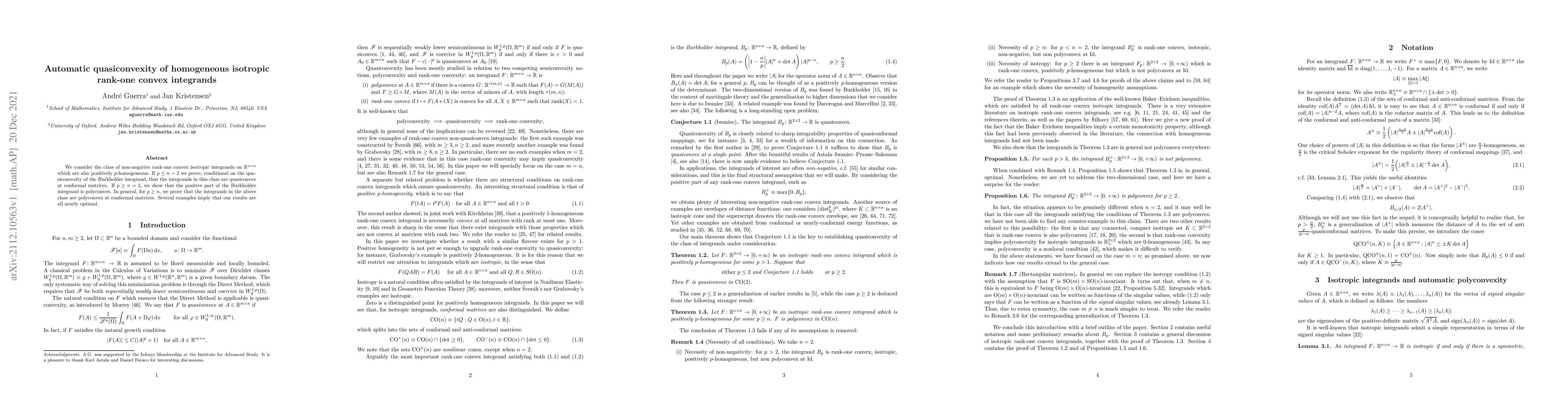 Thumbnail for Automatic quasiconvexity of homogeneous isotropic rank-one convex
  integrands