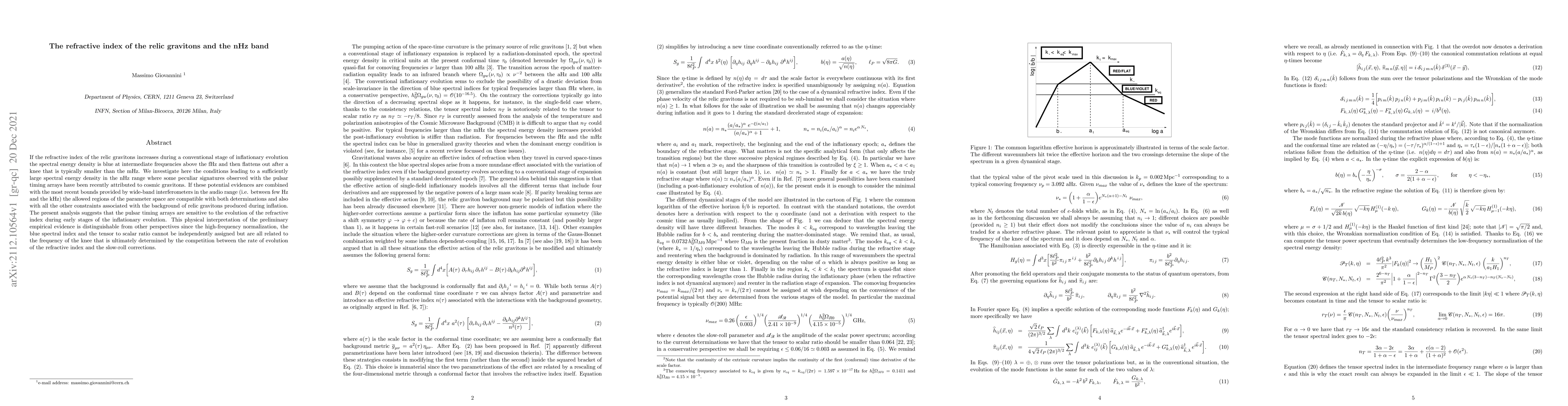 Thumbnail for The refractive index of the relic gravitons and the nHz band