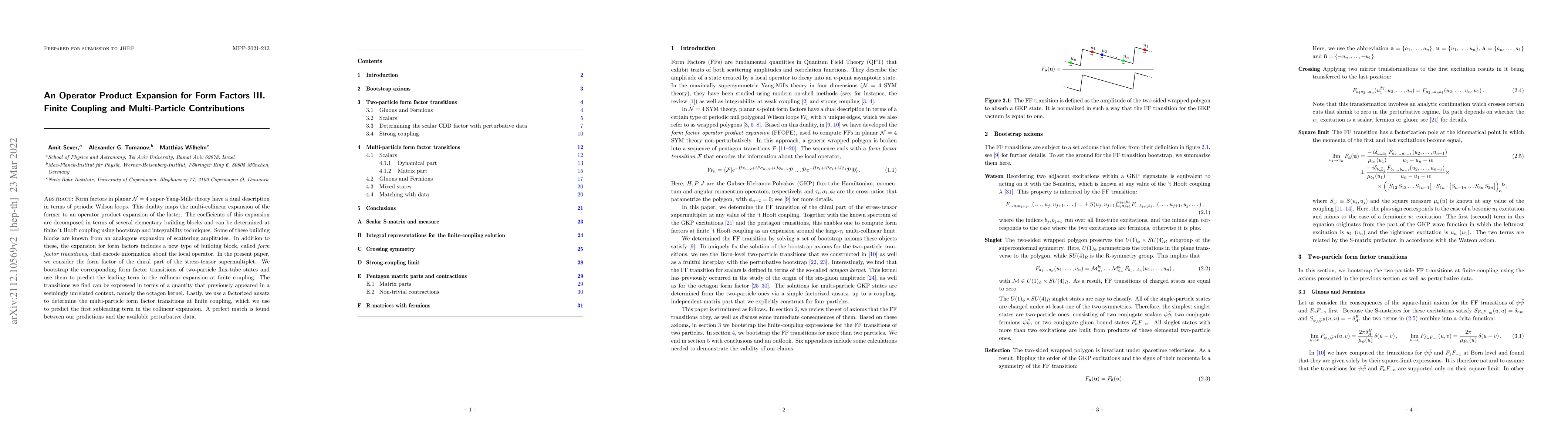 Thumbnail for An Operator Product Expansion for Form Factors III. Finite Coupling and
  Multi-Particle Contributions