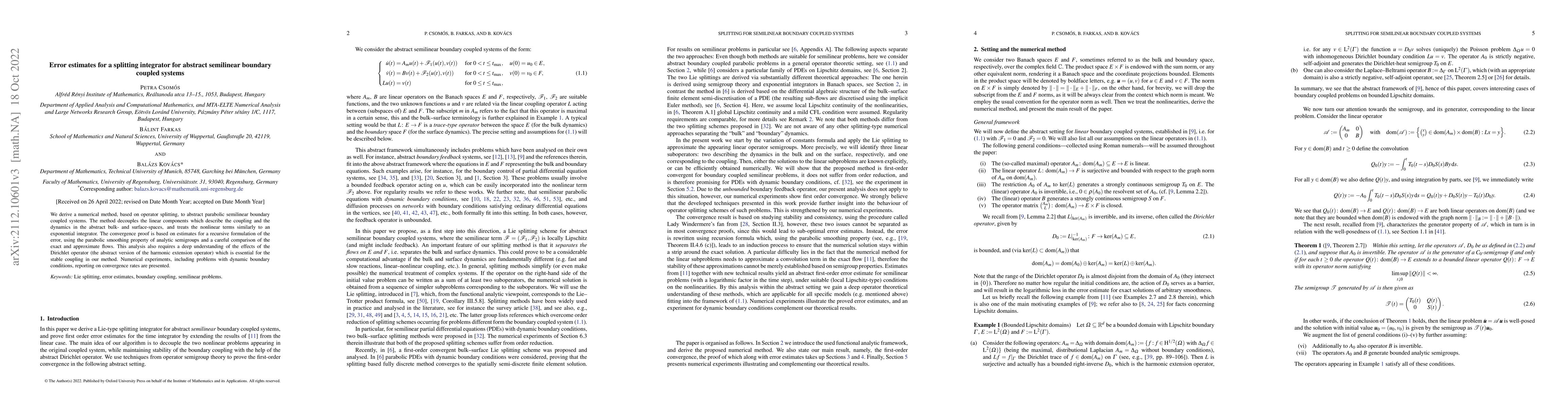 Thumbnail for Error estimates for a splitting integrator for abstract semilinear
  boundary coupled systems