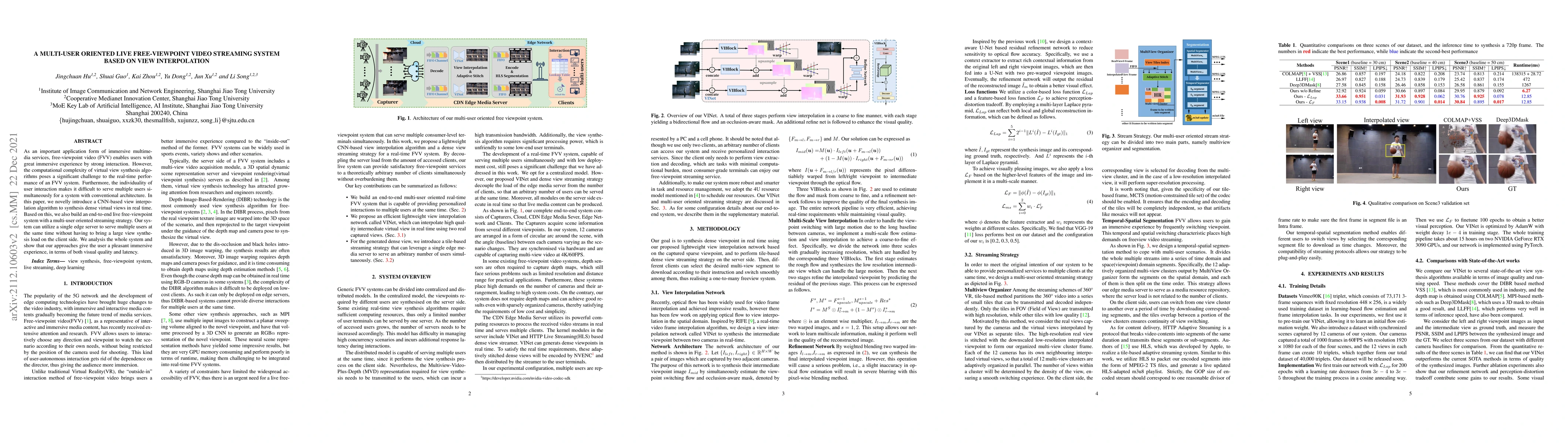 Thumbnail for A Multi-user Oriented Live Free-viewpoint Video Streaming System Based
  On View Interpolation