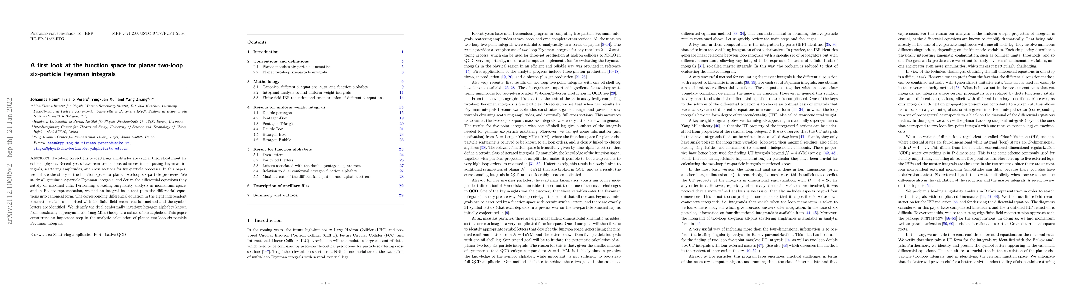 Thumbnail for A first look at the function space for planar two-loop six-particle
  Feynman integrals