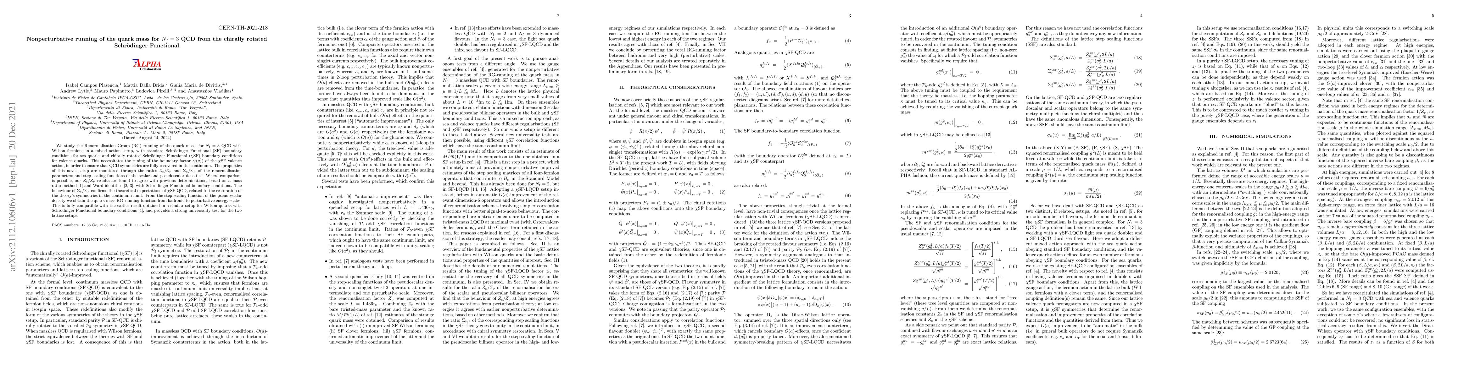 Thumbnail for Nonperturbative running of the quark mass for $N_f=3$ QCD from the
  chirally rotated Schr\"odinger Functional