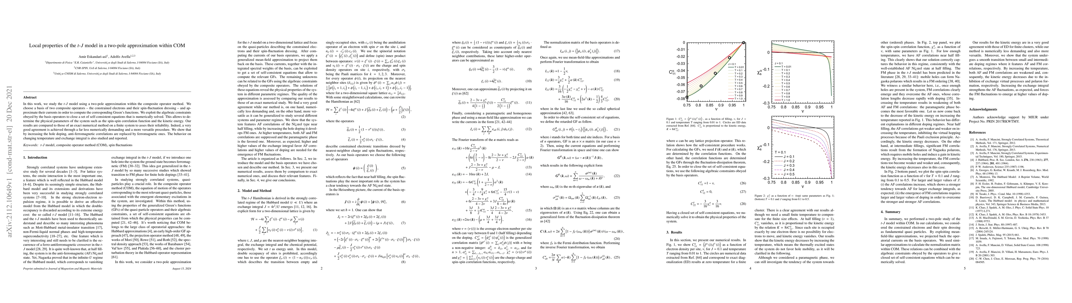 Thumbnail for Local properties of the t-J model in a two-pole approximation within COM