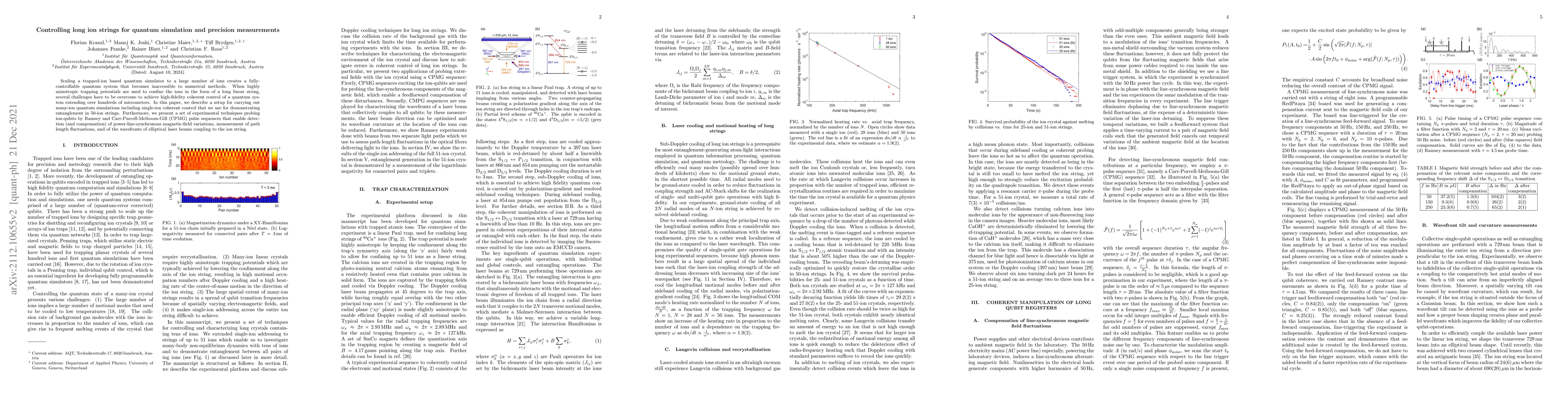 Thumbnail for Controlling long ion strings for quantum simulation and precision
  measurements
