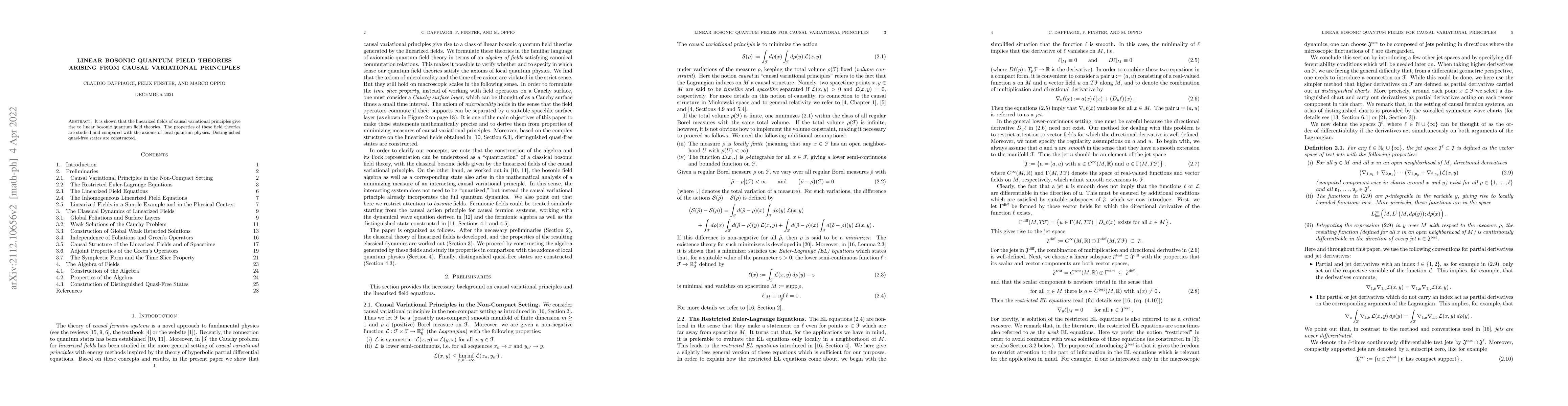 Thumbnail for Linear Bosonic Quantum Field Theories Arising from Causal Variational
  Principles