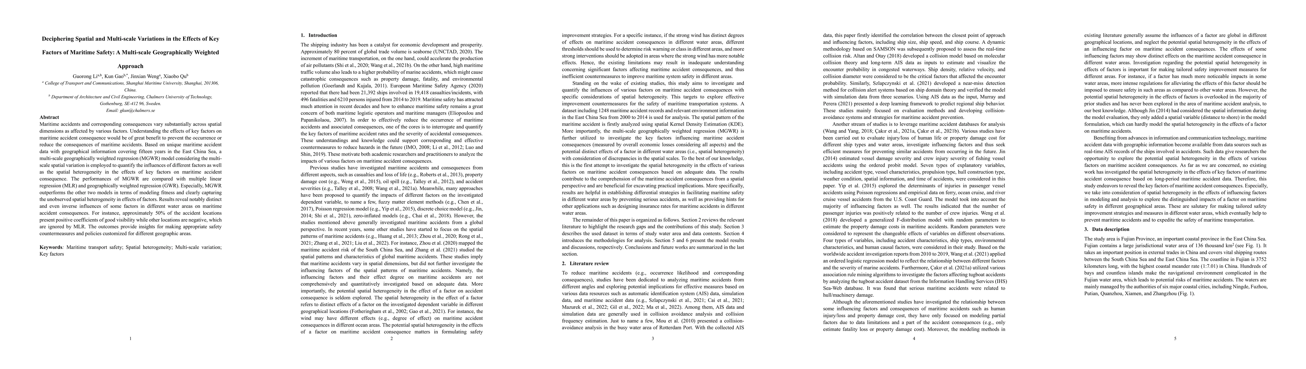 Thumbnail for Deciphering Spatial and Multi-scale Variations in the Effects of Key
  Factors of Maritime Safety: A Multi-scale Geographically Weighted Approach