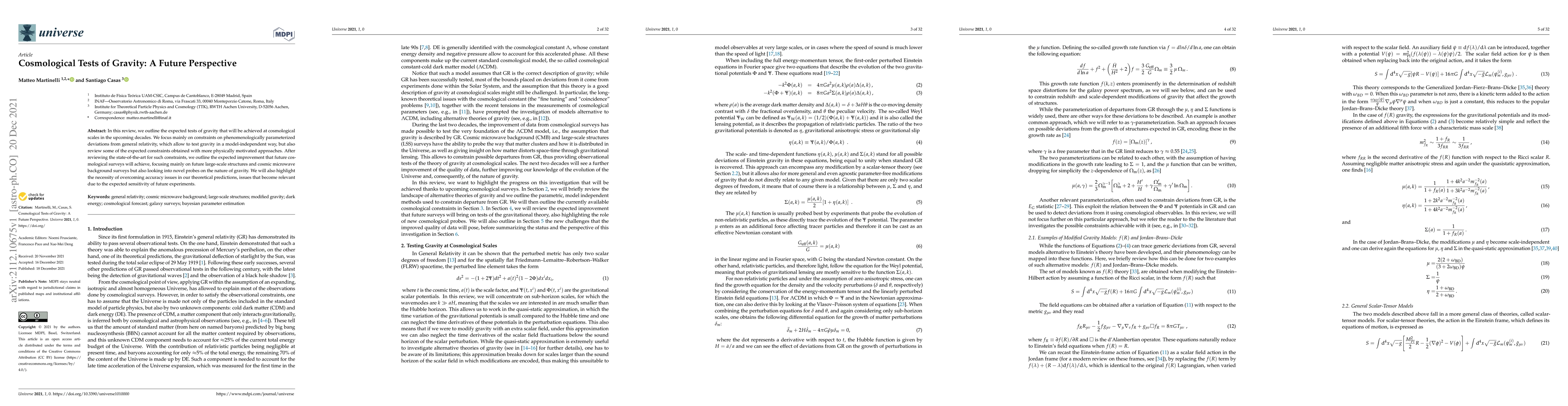 Thumbnail for Cosmological Tests of Gravity: A Future Perspective