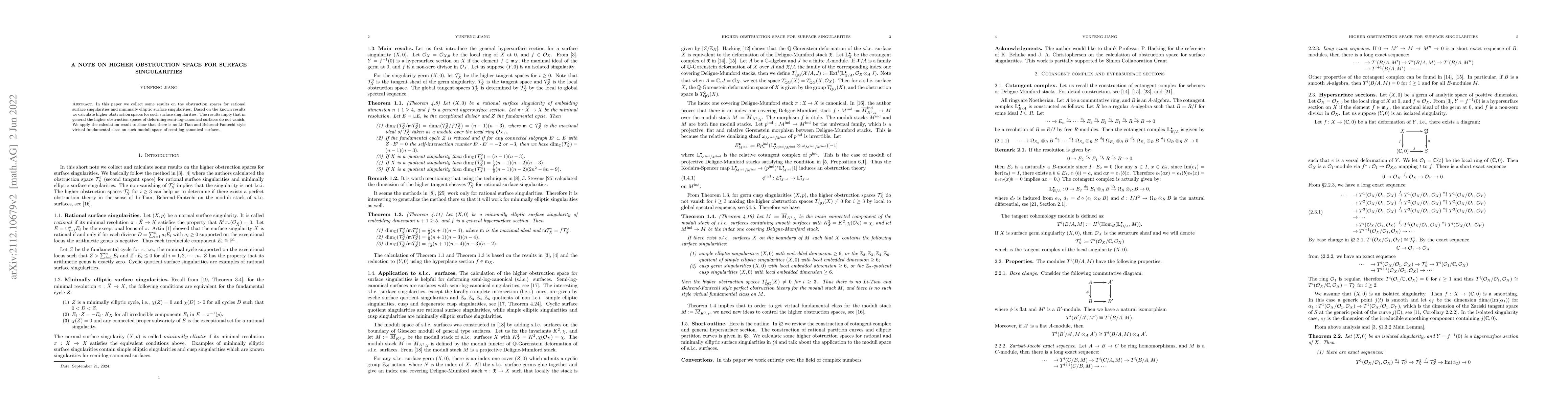 Thumbnail for A note on higher obstruction space for surface singularities