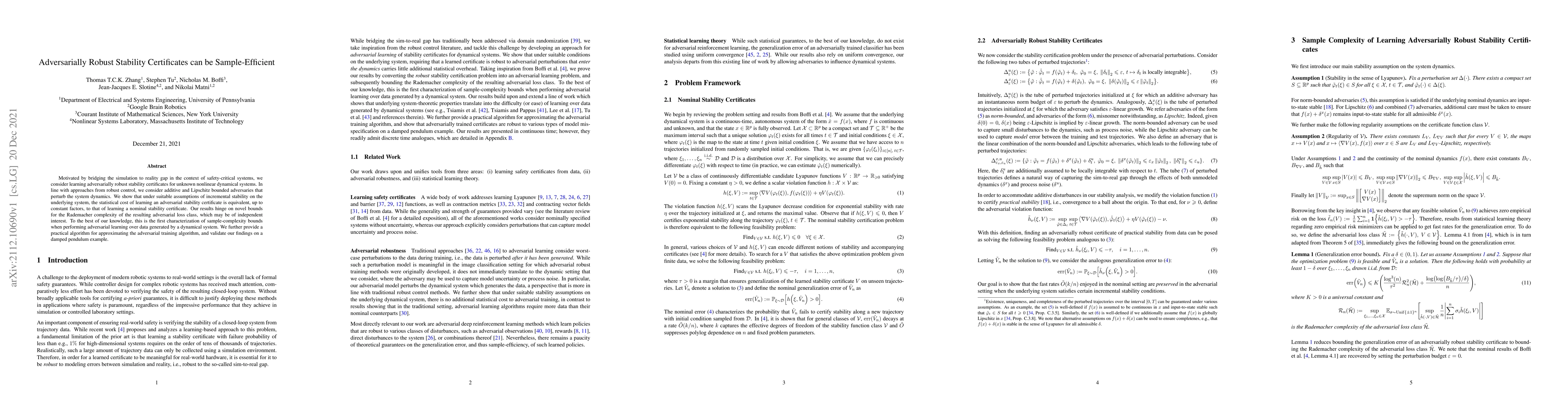 Thumbnail for Adversarially Robust Stability Certificates can be Sample-Efficient