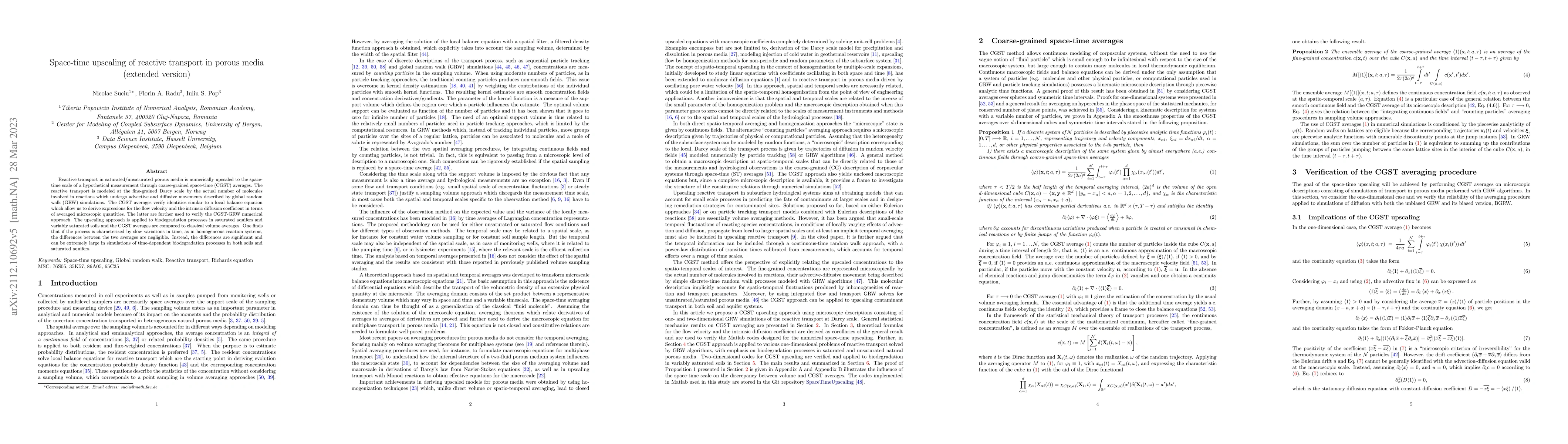 Thumbnail for Space-time upscaling of reactive transport in porous media
