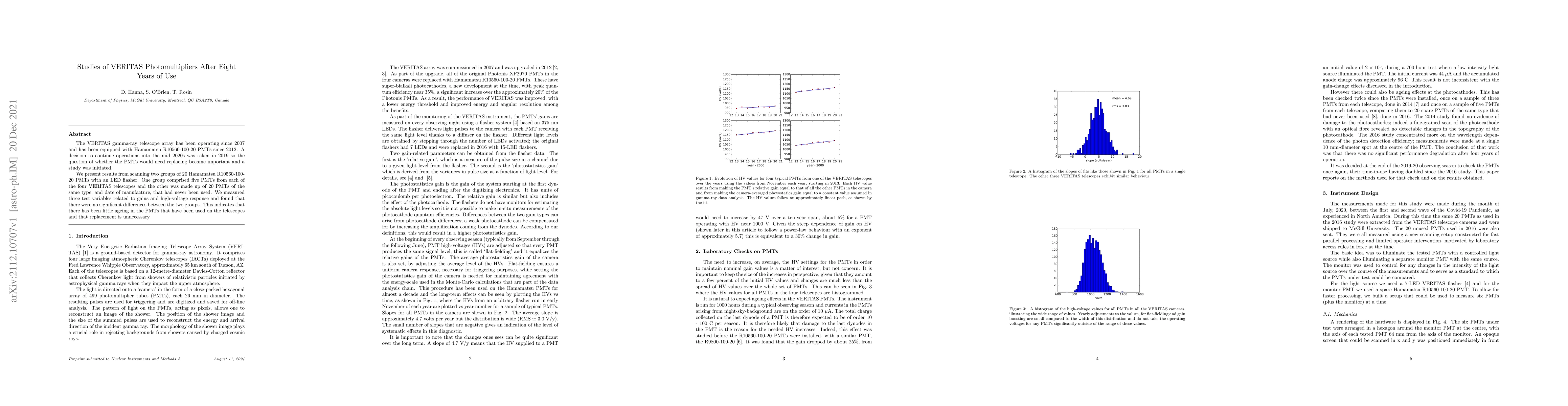 Thumbnail for Studies of VERITAS Photomultipliers After Eight Years of Use