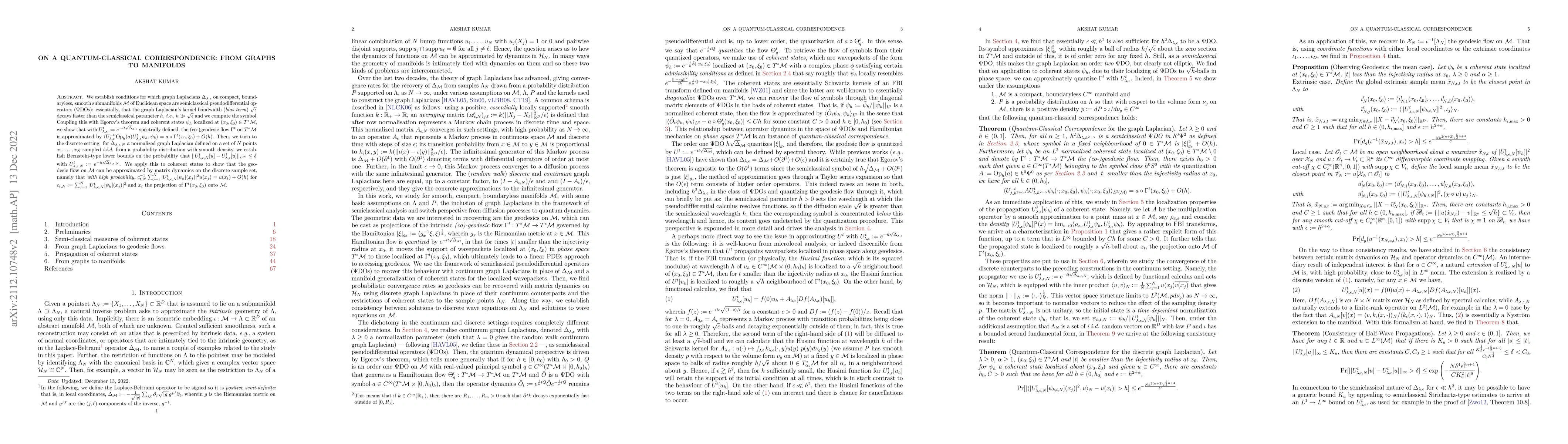 Thumbnail for On a quantum-classical correspondence: from graphs to manifolds