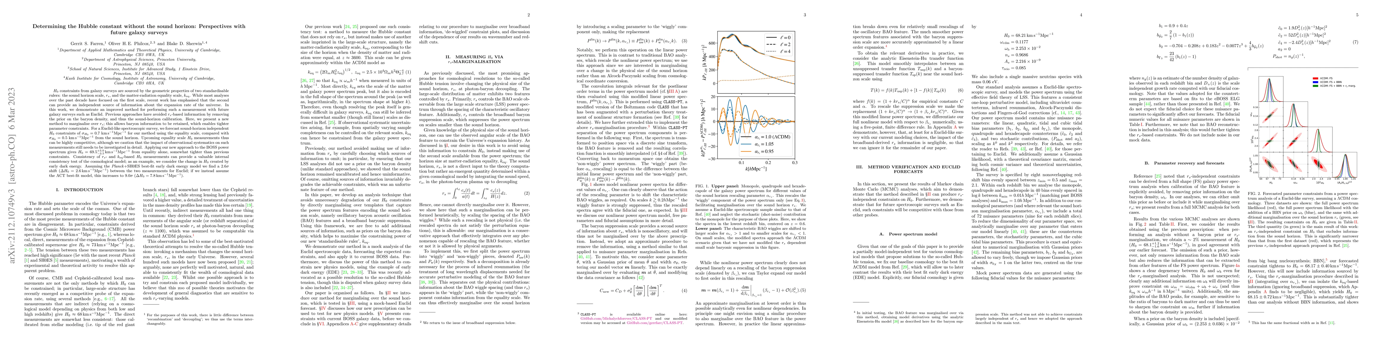Thumbnail for Determining the Hubble Constant without the Sound Horizon: Perspectives
  with Future Galaxy Surveys