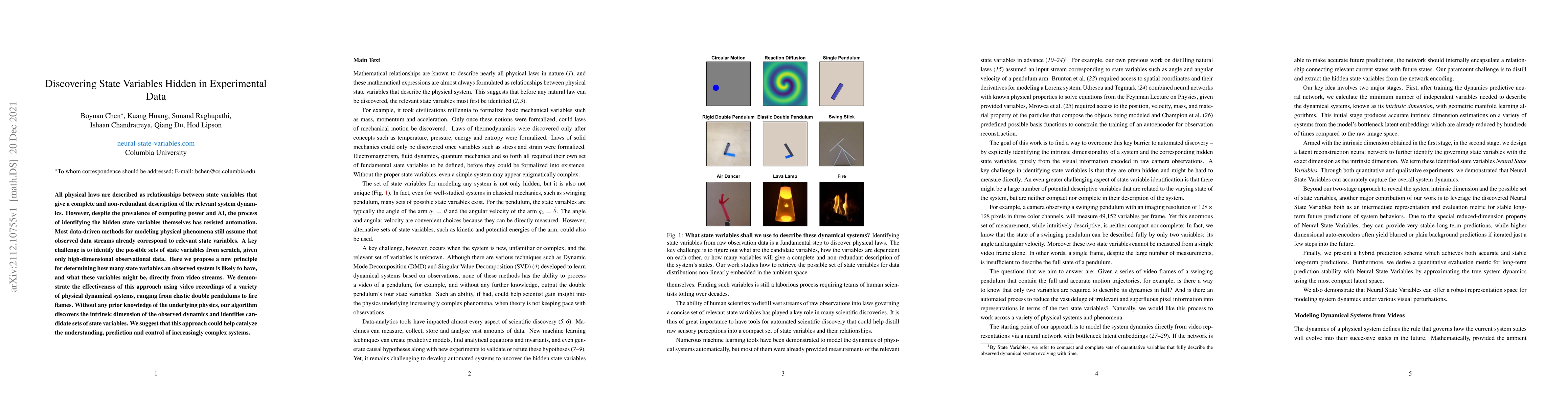 Thumbnail for Discovering State Variables Hidden in Experimental Data