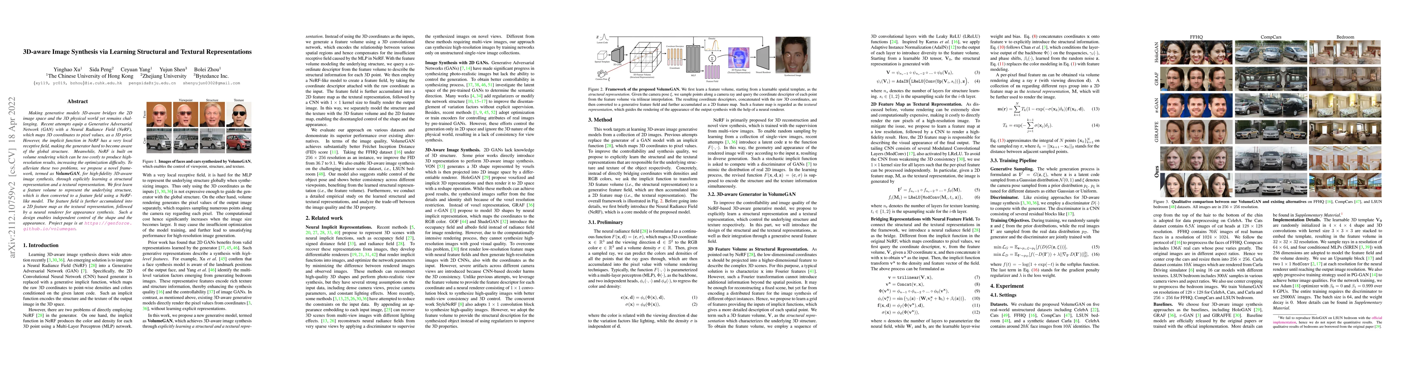 Thumbnail for 3D-aware Image Synthesis via Learning Structural and Textural
  Representations