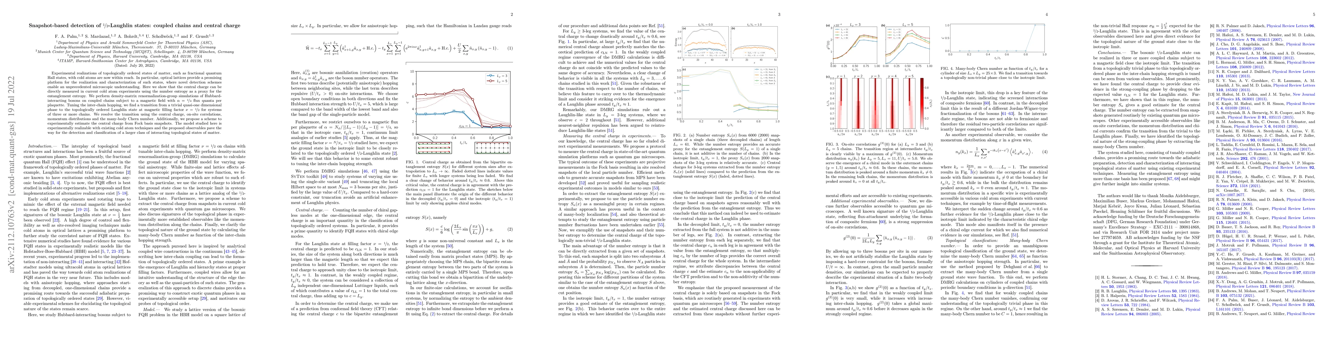 Thumbnail for Snapshot-based detection of $\frac{1}{2}$-Laughlin states: coupled
  chains and central charge