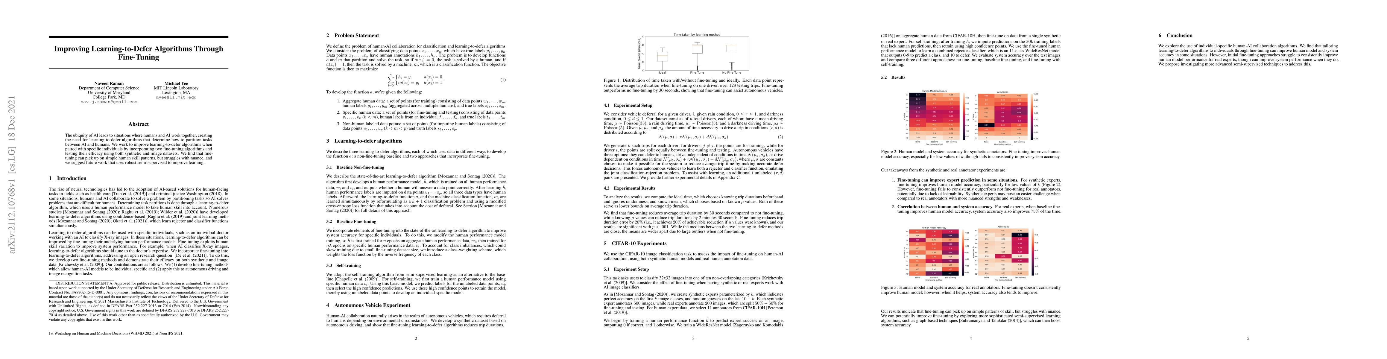 Thumbnail for Improving Learning-to-Defer Algorithms Through Fine-Tuning