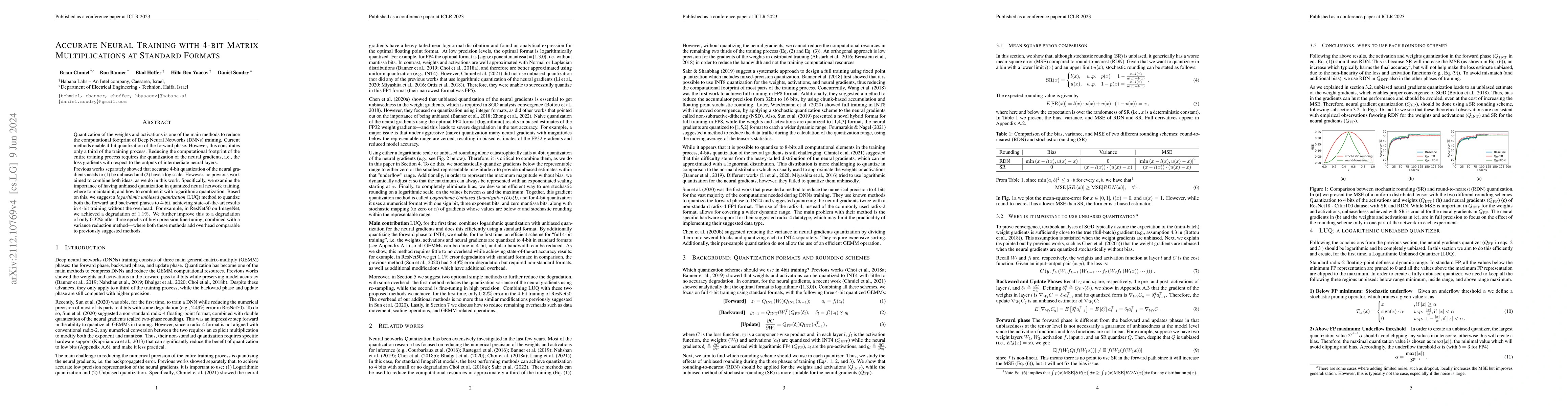 Thumbnail for Accurate Neural Training with 4-bit Matrix Multiplications at Standard
  Formats